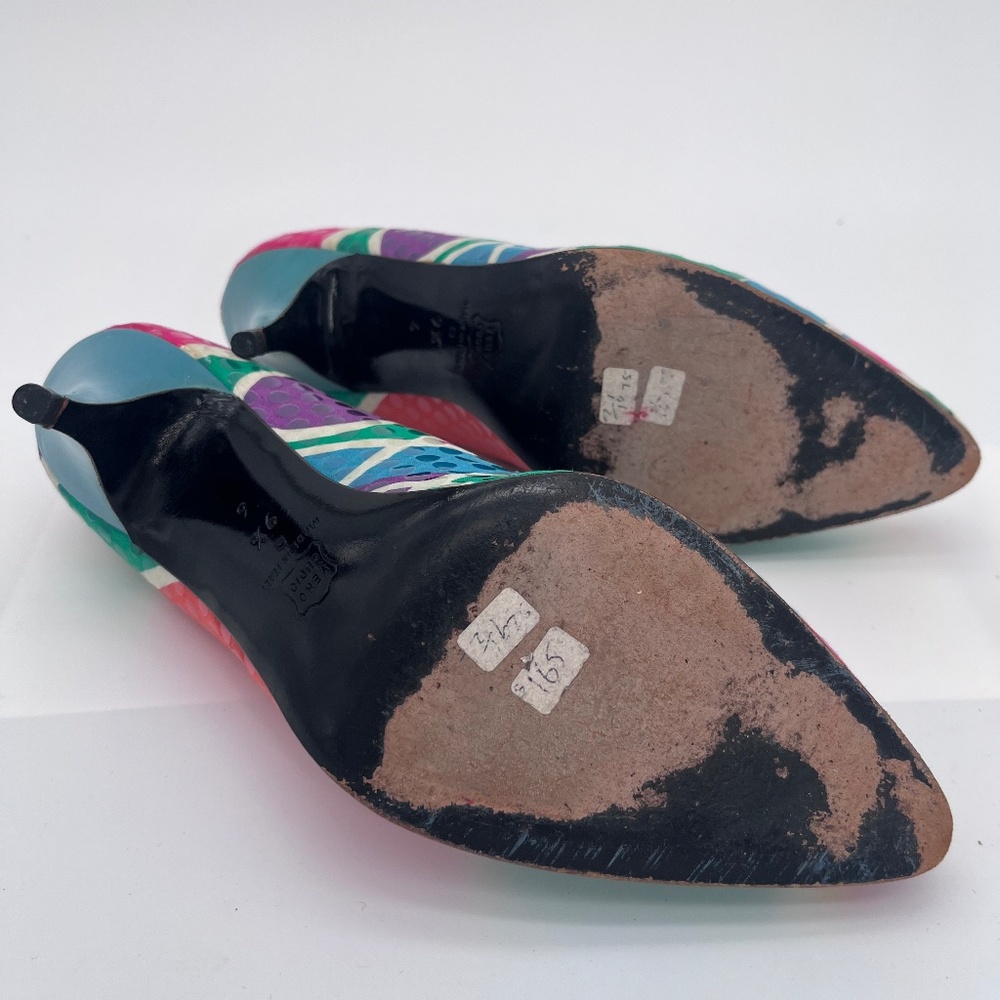 1980's vintage Thierry Mugler multi colored pumps 9 1/2 - Picture 6 of 6